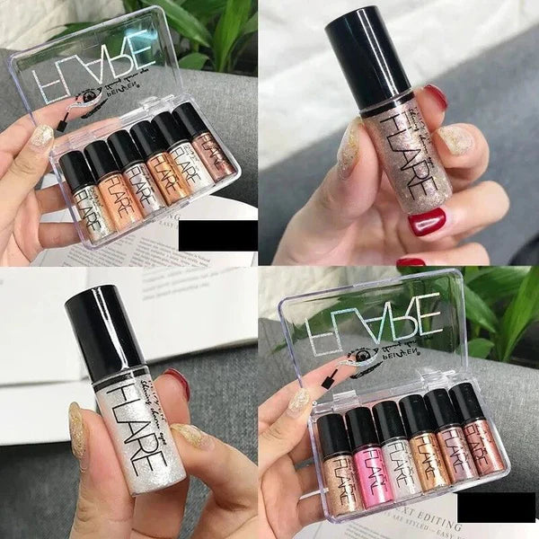 6 PCs set Liquid Glitter Eyeliner, Metallic Shimmer Glitter Eyeshadow, Long Lasting Waterproof Sparkling Eyeliner Eye Shadow