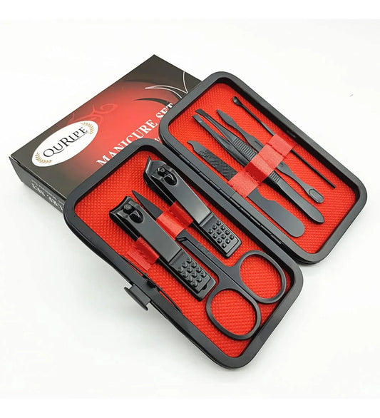 7 PCs QURIPE Manicure set, Nail Clippers Kit, Stainless Steel Manicure Kit, Nail Clipping Tools Portable Travel Grooming Kit