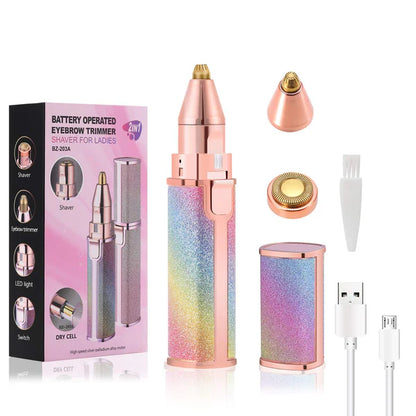 2 in 1 Flawless Facial Hair removal | 2 in 1 Women’s Electric Epilator USB Charging Portable Hair Remover Bikini Painless Shaver for Women Body Facial Eyebrow Trimmer(random color )