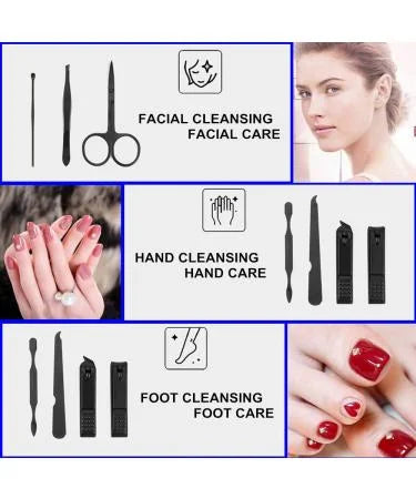 7 PCs QURIPE Manicure set, Nail Clippers Kit, Stainless Steel Manicure Kit, Nail Clipping Tools Portable Travel Grooming Kit