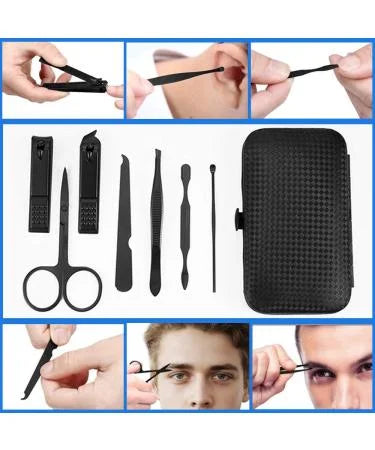 7 PCs QURIPE Manicure set, Nail Clippers Kit, Stainless Steel Manicure Kit, Nail Clipping Tools Portable Travel Grooming Kit