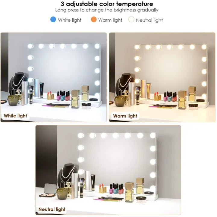Vanity Mirror Fill Light Adjustable Luminance 3 Colors LED USB Wall Bulbs String For All Pretty 3 Colors Dimmable Vanity Light(10 Bulbs)