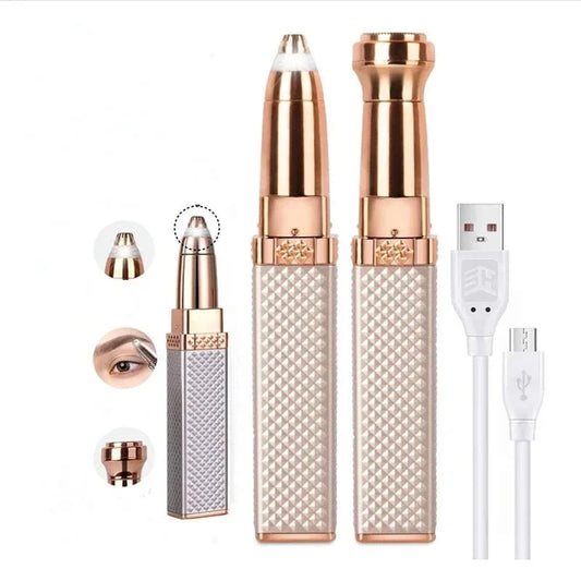 2 in 1 Flawless Facial Hair removal | 2 in 1 Women’s Electric Epilator USB Charging Portable Hair Remover Bikini Painless Shaver for Women Body Facial Eyebrow Trimmer(random color )
