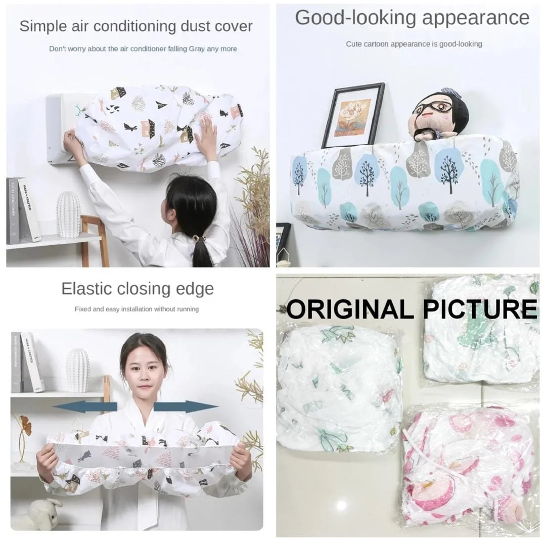 Ac Protective Dust Cover Cute Cartoon Printing Dust Cover for air condition (Random design & Color)1 ton