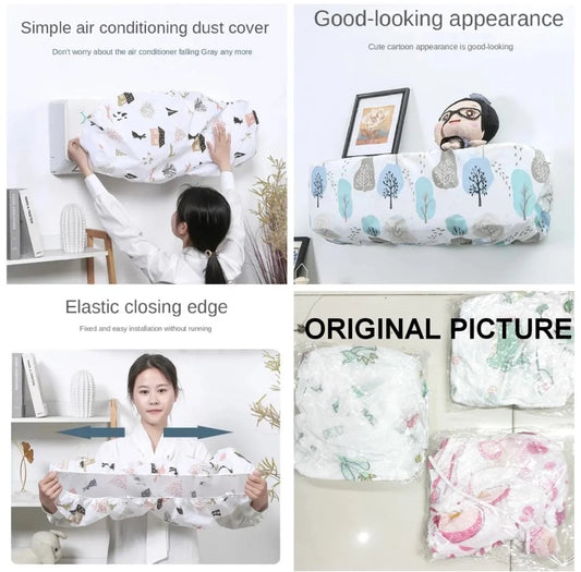 Ac Protective Dust Cover Cute Cartoon Printing Dust Cover for air condition (Random design & Color)1 ton