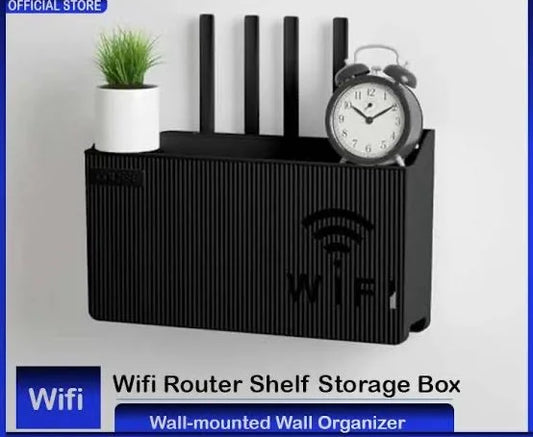 WiFi Router Shelf & Cable Organizer – Wall-Mount ABS Plastic Storage Box for Routers, Power Strips & Cables (Random Colors)