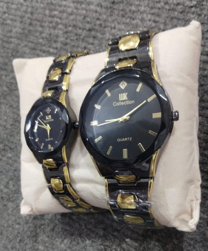 Elegant Couple Watch Set – Luxury Quartz Wristwatches For Him & Her With Dual-tone Metal Strap