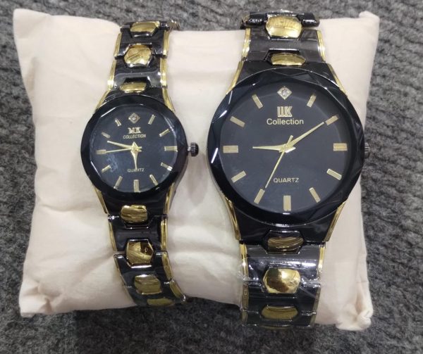 Elegant Couple Watch Set – Luxury Quartz Wristwatches For Him & Her With Dual-tone Metal Strap