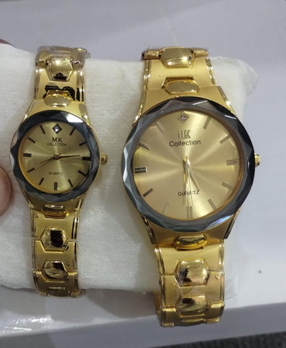 Elegant Couple Watch Set – Luxury Quartz Wristwatches For Him & Her With Dual-tone Metal Strap