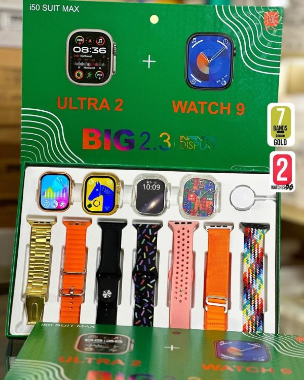 50 New Model Smart Watch Bundle – 7 Original Straps, 2 Premium Watches & 2 Protective Covers