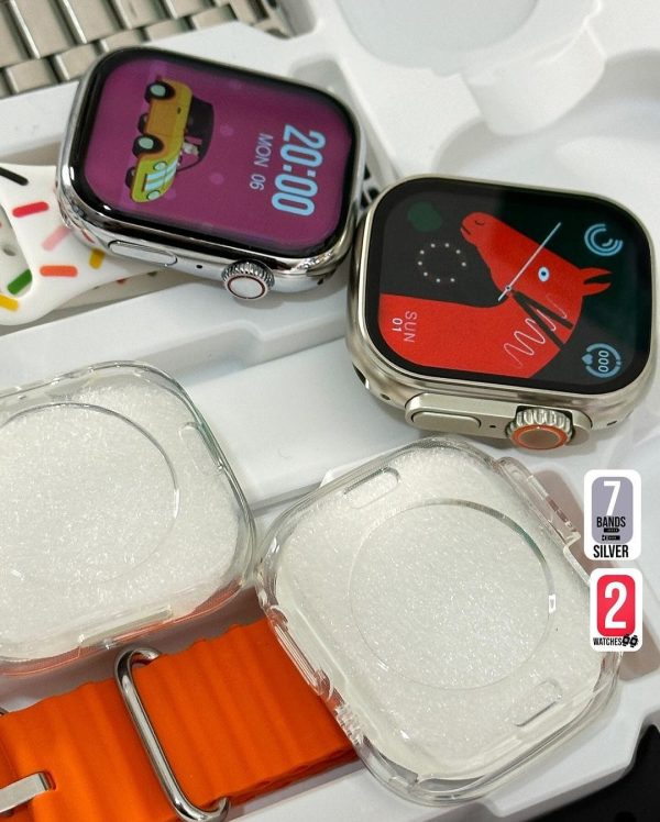 50 New Model Smart Watch Bundle – 7 Original Straps, 2 Premium Watches & 2 Protective Covers