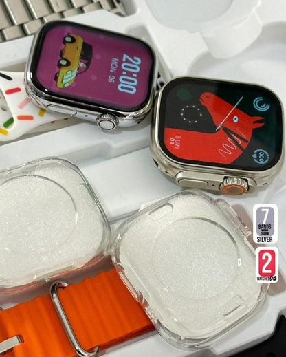 50 New Model Smart Watch Bundle – 7 Original Straps, 2 Premium Watches & 2 Protective Covers