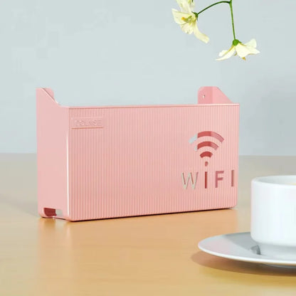 WiFi Router Shelf & Cable Organizer – Wall-Mount ABS Plastic Storage Box for Routers, Power Strips & Cables (Random Colors)