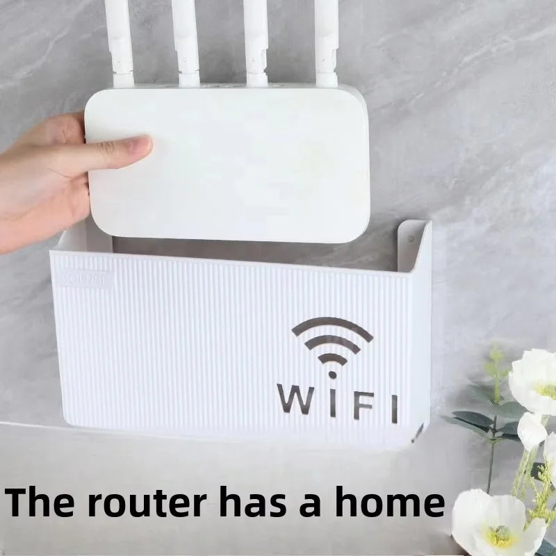 WiFi Router Shelf & Cable Organizer – Wall-Mount ABS Plastic Storage Box for Routers, Power Strips & Cables (Random Colors)