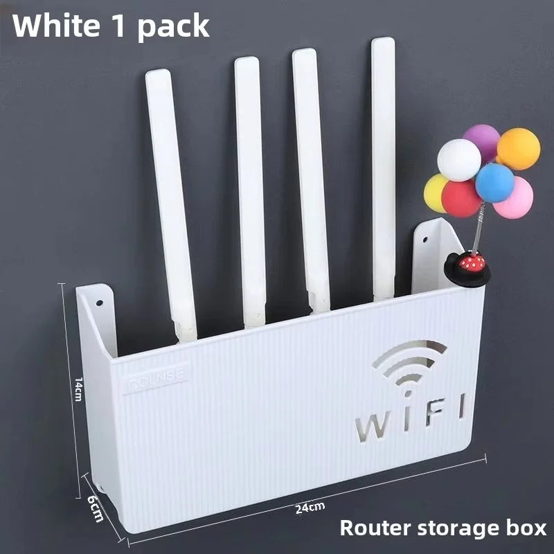 WiFi Router Shelf & Cable Organizer – Wall-Mount ABS Plastic Storage Box for Routers, Power Strips & Cables (Random Colors)