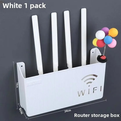 WiFi Router Shelf & Cable Organizer – Wall-Mount ABS Plastic Storage Box for Routers, Power Strips & Cables (Random Colors)