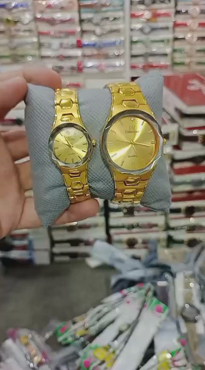 Elegant Couple Watch Set – Luxury Quartz Wristwatches For Him & Her With Dual-tone Metal Strap